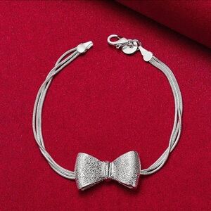 Sterling Silver Plated Bow Bracelet